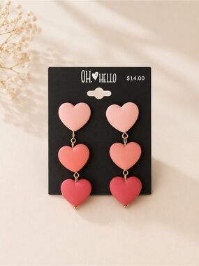 Pink Ombre Heart Drop Earrings
